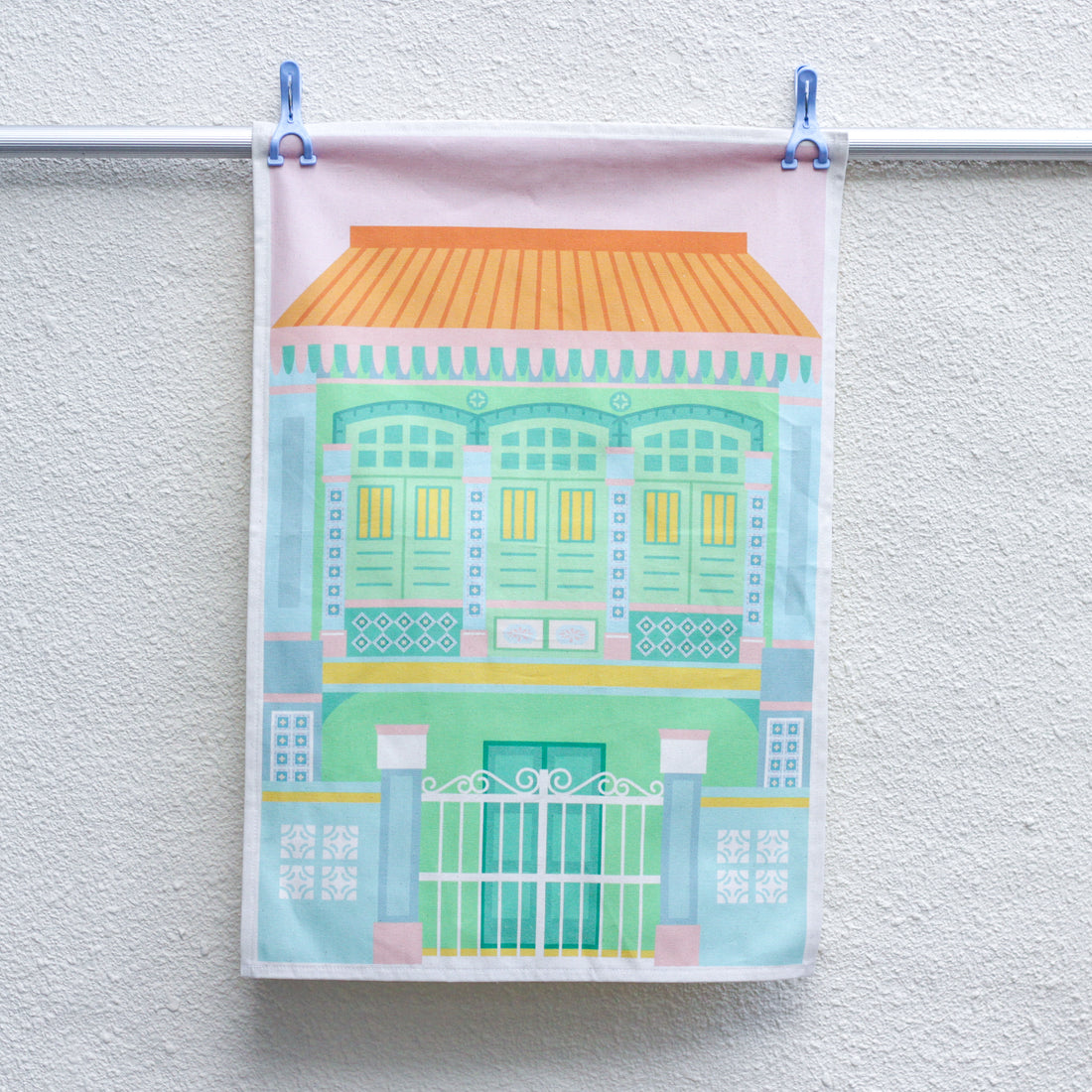 Blue Shophouse Tea Towel