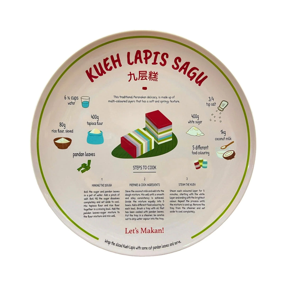 Kueh Lapis Sagu Recipe Melamine Plate