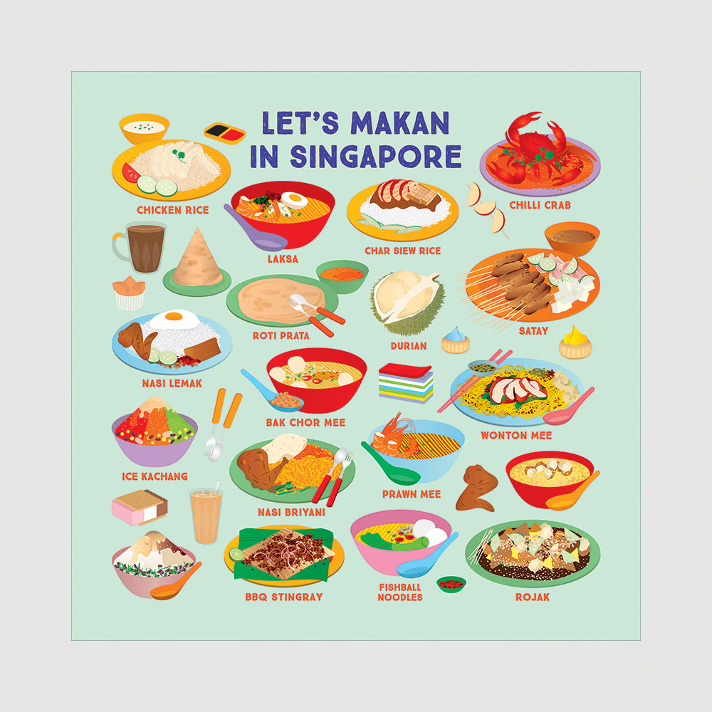 Let's Makan in Singapore (Green) Beeswax Food Wrap