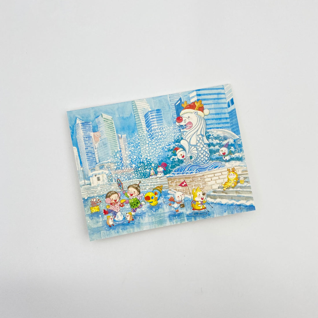 Ah Guo 2020 greeting card Snowy Merlion