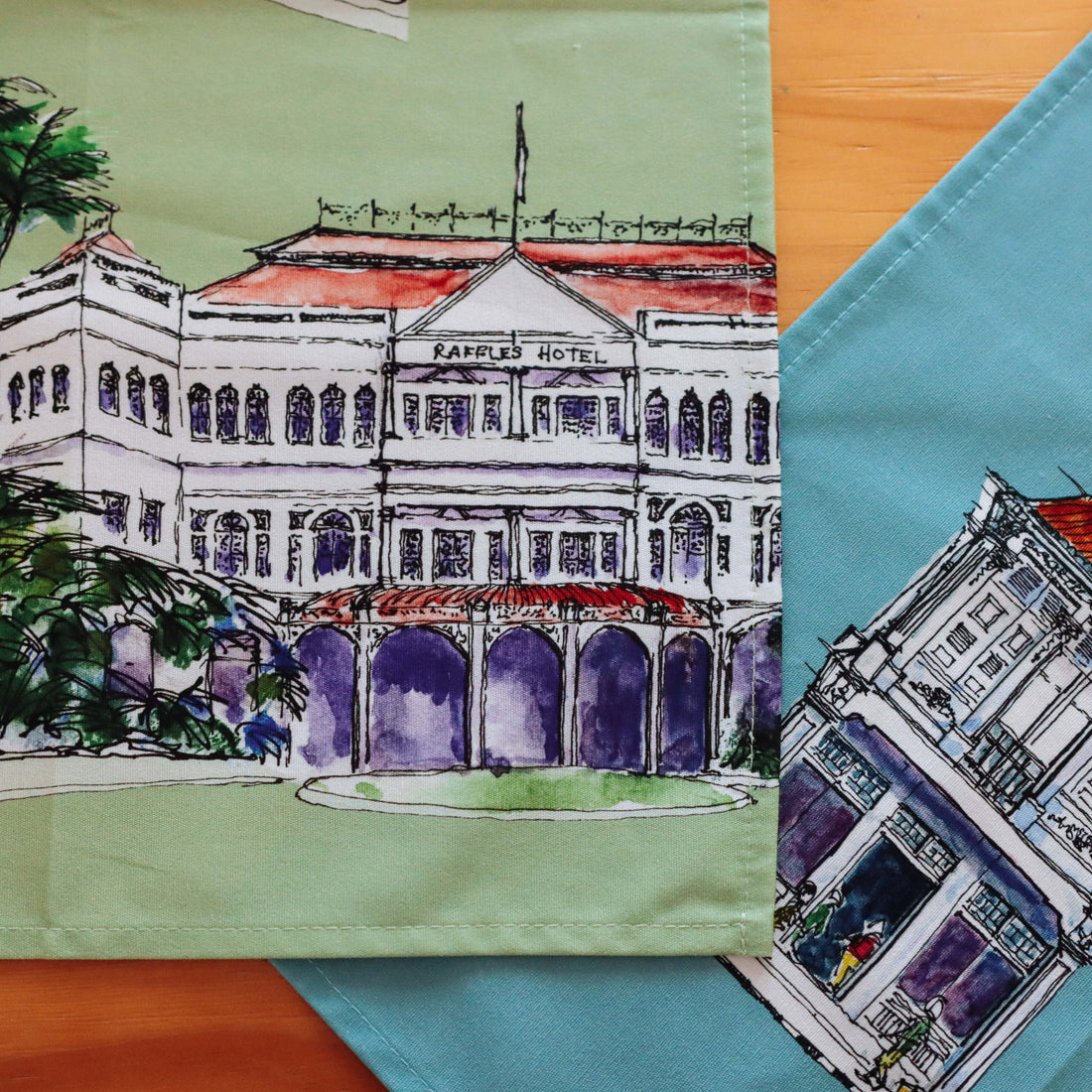 Joo Chiat Shophouses Organic Cotton Tea Towel