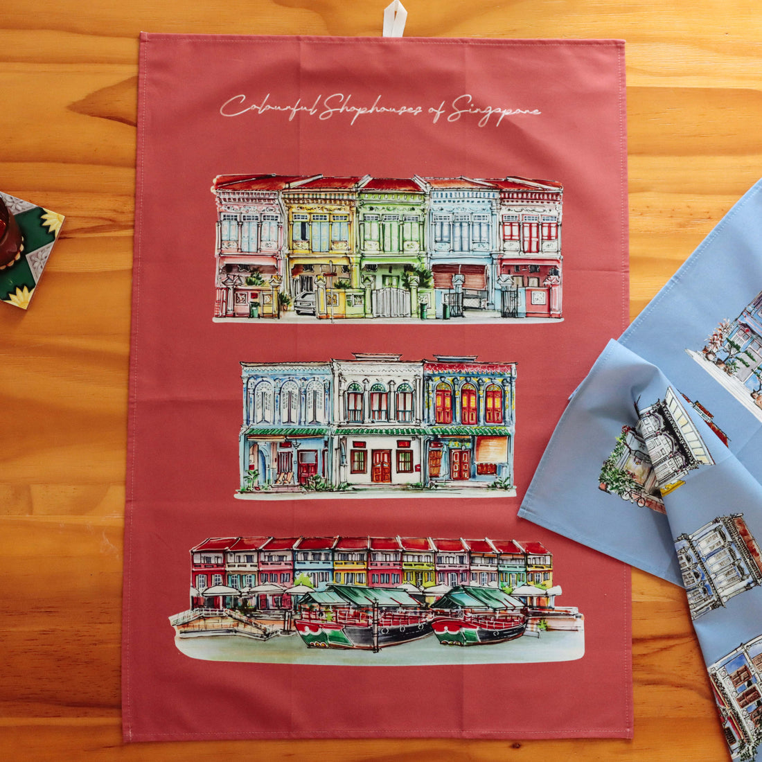 Colourful Shophouses Organic Cotton Tea Towel