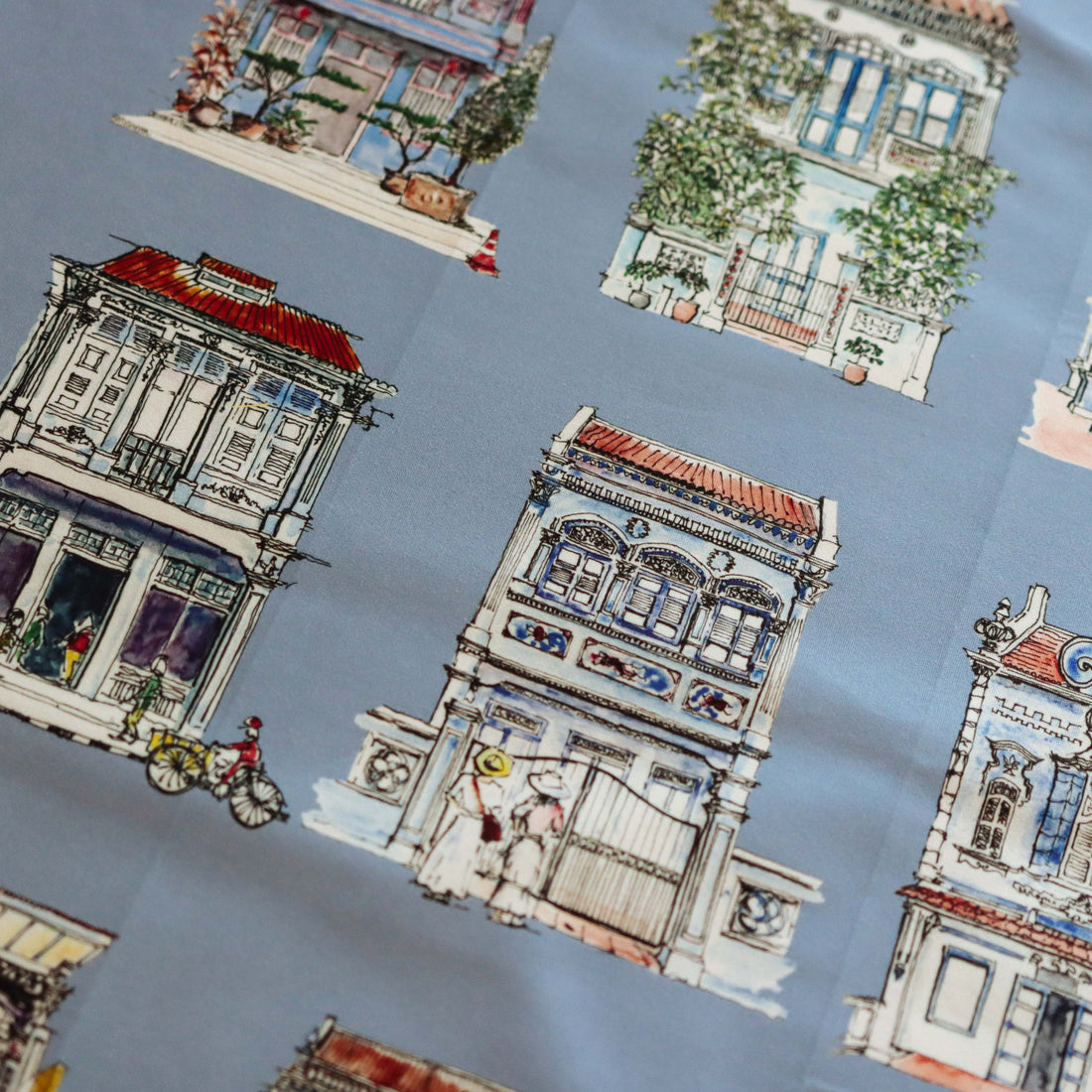 Blue Shophouses Organic Cotton Tea Towel
