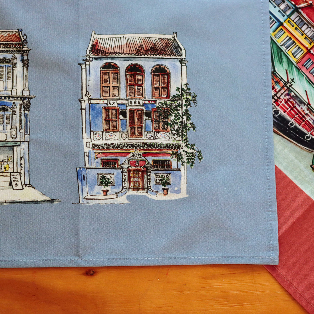 Blue Shophouses Organic Cotton Tea Towel