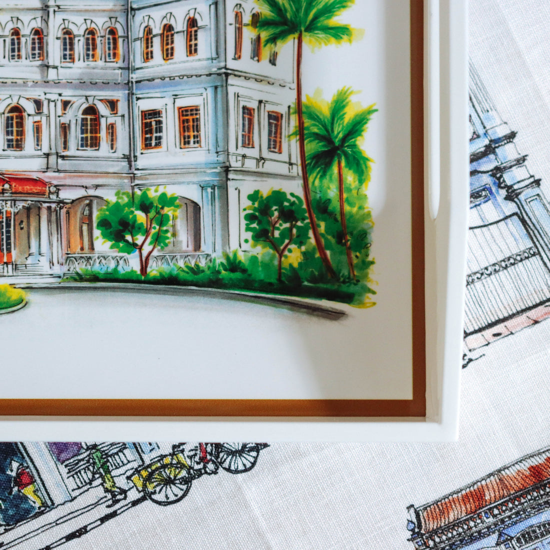 White Lacquer Tray - Raffles