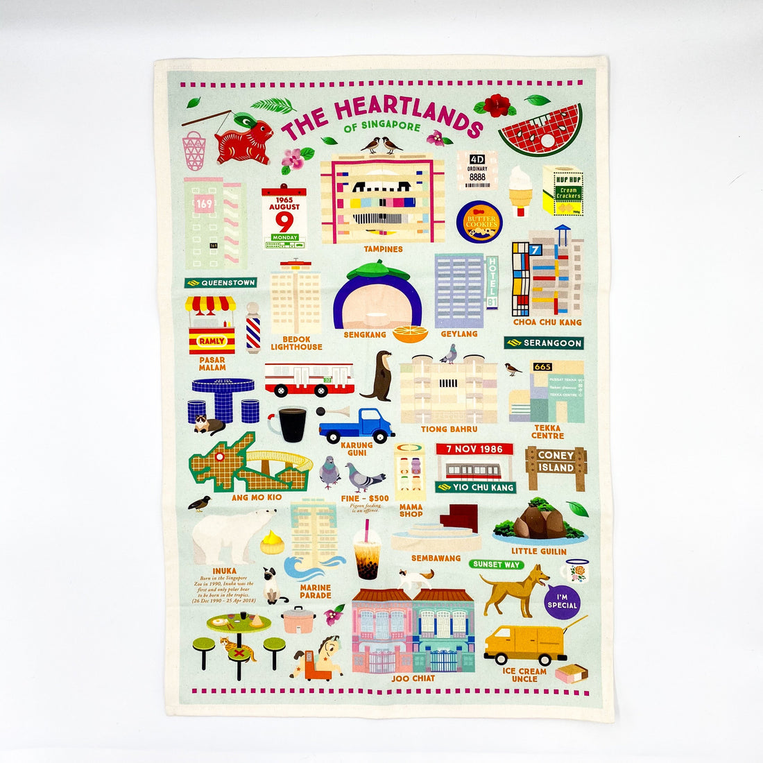 Heartlands of Singapore Tea Towel