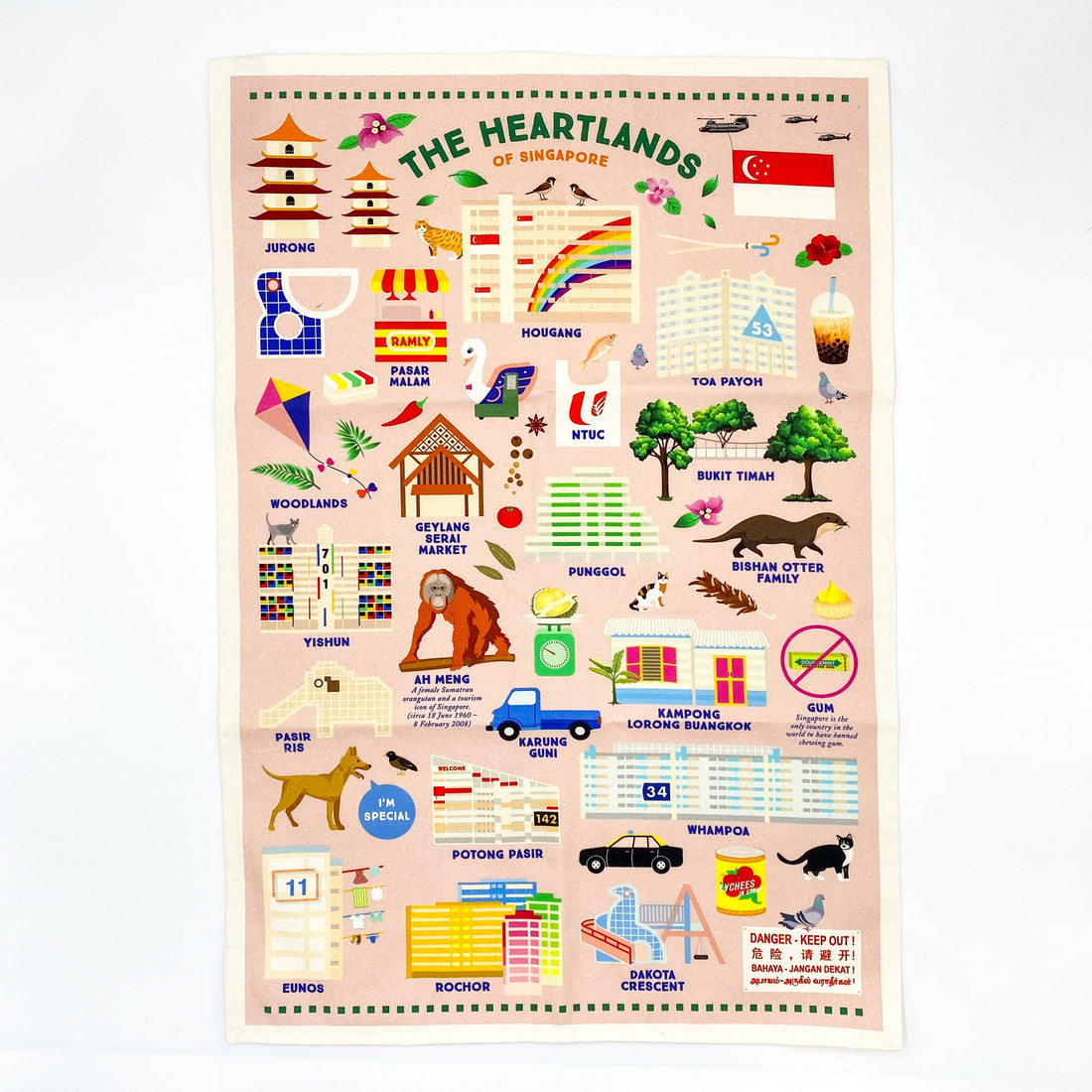 Heartlands of Singapore Tea Towel