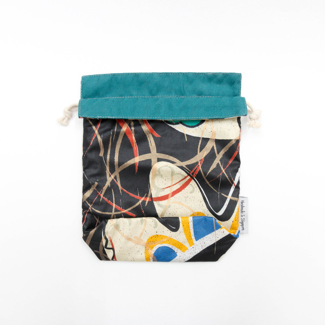 Black Abstract x Green Reversible Drawstring Pouch