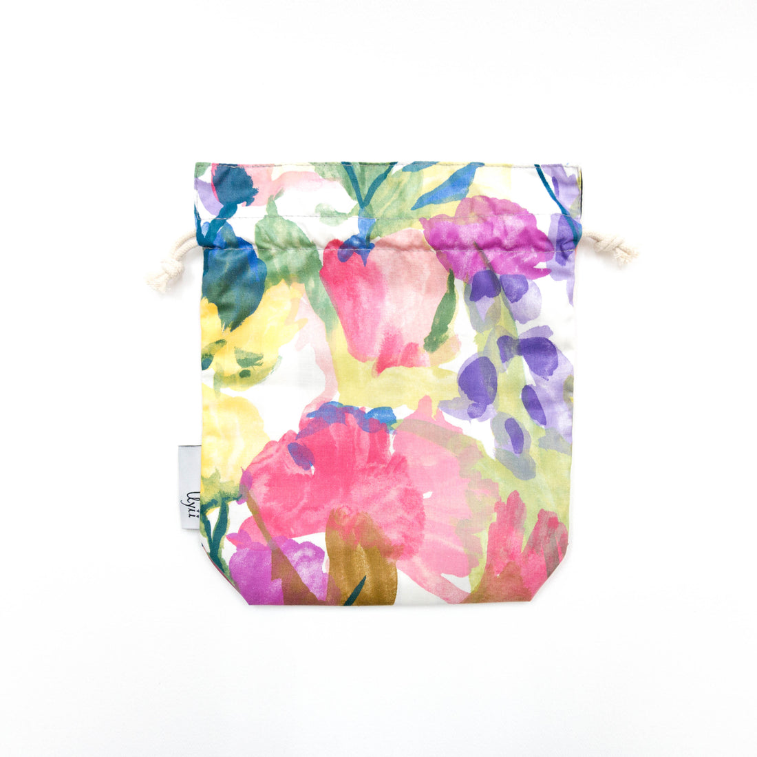 Water Colour Flowers x Black Stripes Reversible Drawstring Pouch