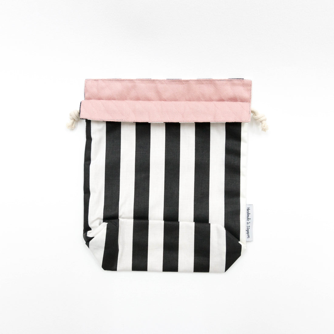 Black Stripes x Pink Reversible Drawstring Pouch